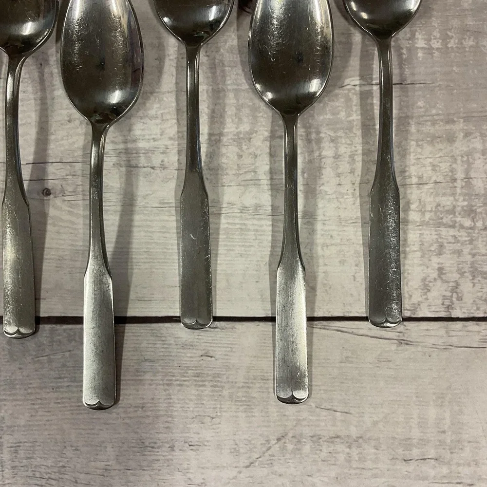 International Silver Mark II Stainless Flatware Colonial Scroll 7 Teaspoons #3